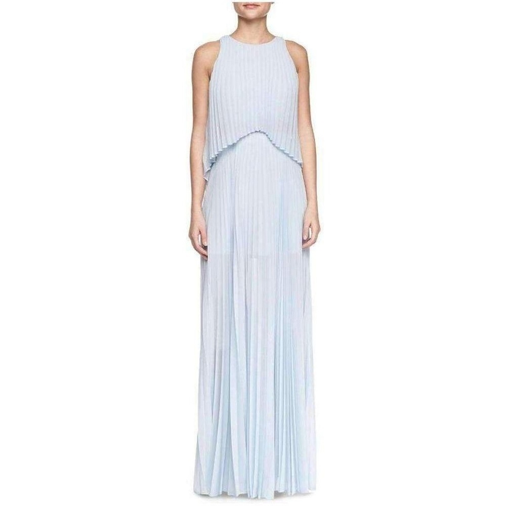 BCBGMAXAZRIA SHAINA SLEEVELESS PLEATED GOWN
